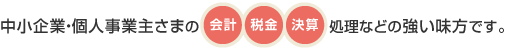 中小企業・個人事業主さまの、会計、税金、決算処理などの強い味方です。
